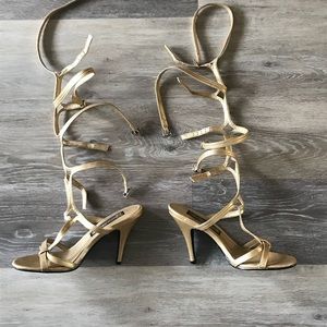 Gold Roman Greek Goddess Style Costume heels Sz: 6